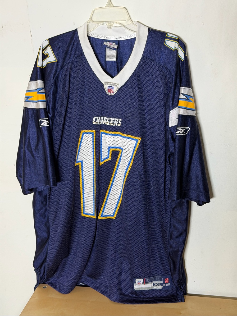 Reebok Phillip Rivers #17 San Diego Chargers NFL Equipment Jersey Navy XL